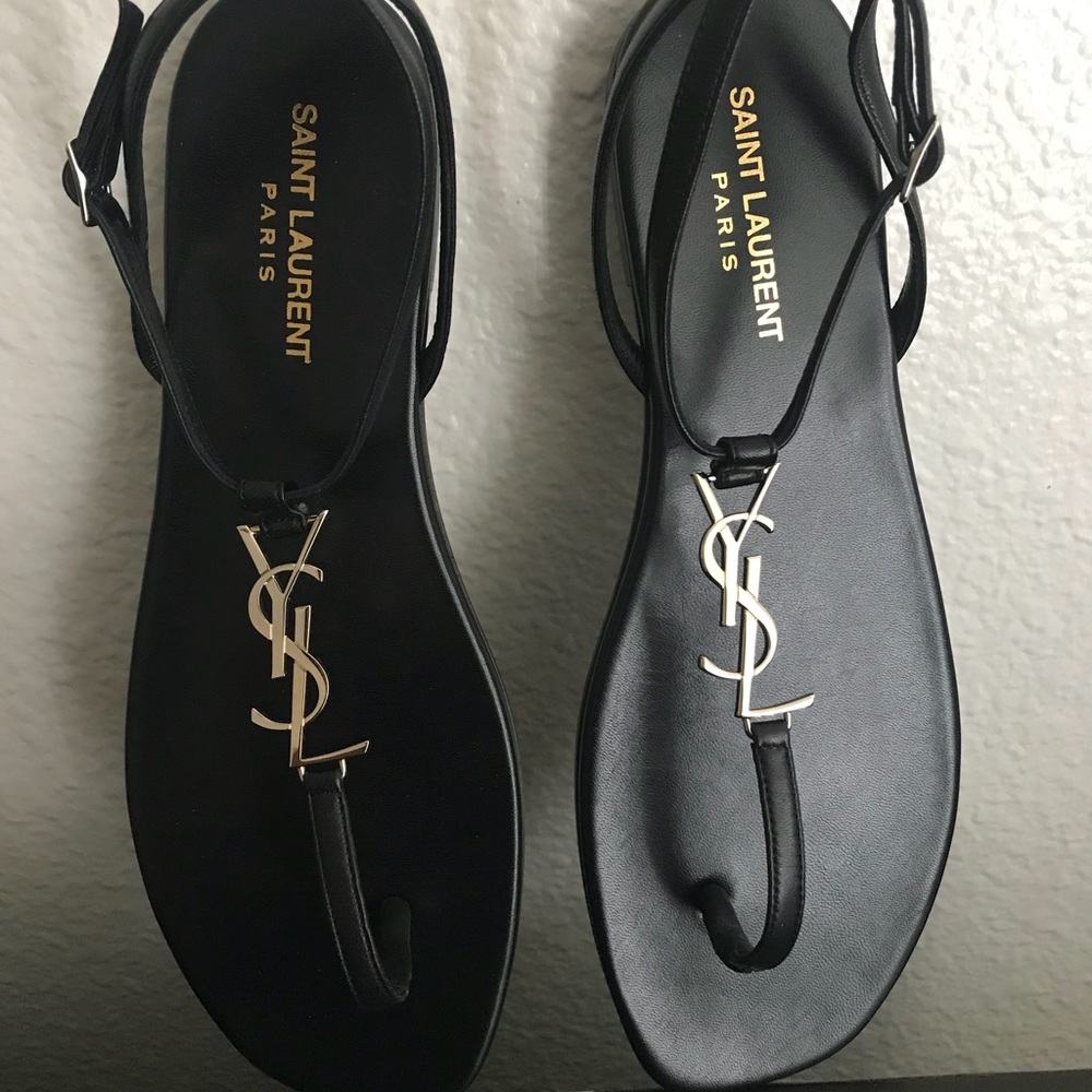 Saint Laurent Monogram Plaque Sandals Size: 39